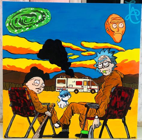 Breaking Bad Cartoon Art, Rick And Morty X Breaking Bad, Breaking Bad Cartoon, Rick And Morty Breaking Bad, Breaking Bad Painting, Breaking Bad Tv, Rick And Morty Cartoon, Breaking Bad Tv Series, Old West Outlaws