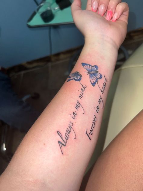 Tattoo Ideas For Late Mom, Tattoos For Grandfathers In Memory Of, Tatoo For Loss Of Love, Tattoo Ideas Female Rip Grandma, Tatto For Passed Family, Butterfly Tattoo For Someone Who Passed, Loved Ones Writing Tattoo, Dedication Tattoos Grandma, Tattoo Ideas For Grandpa Who Passed