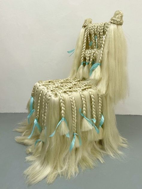 Unique Chair, Contemporary Chairs, Art Chair, Design Textile, Blonde Color, Functional Art, Found Object, Art Furniture, Hair Art