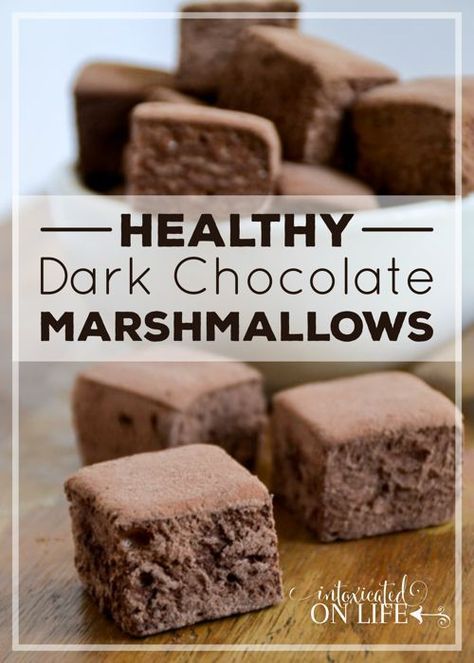 Healthy Dark Chocolate Marshmallows Recipe Chocolate Marshmallow Recipe, Homemade Marshmallow Recipe, Healthy Dark Chocolate, Low Carb High Protein, Homemade Hot Cocoa, Gelatin Recipes, Recipes With Marshmallows, Homemade Marshmallows, Popular Desserts