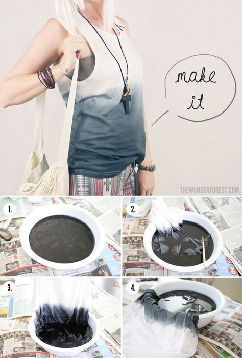 Dip Dye Ombre Tank Tutorial Powder Dye, Astuces Diy, Bleach Tie Dye, Festival Style, Crafty Craft, Crafty Diy, Dip Dye, Diy Shirt, How To Dye Fabric