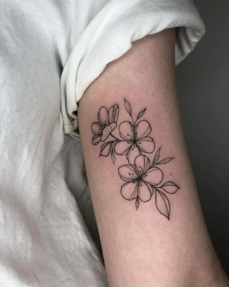 Back Blossom Tattoo, Cherry Blossom Tattoos Black And White, Cherry Blossom Tattoo Inner Arm, Cherry Blossom Tattoo Designs For Women, Simple Tattoos Arm Women, Small Flowers Tattoo Design, Cherry Blossom Tattoo Minimalist Black, Cherry Blossom Arm Wrap Tattoo, Japanese Cherry Blossom Tattoo Fine Line