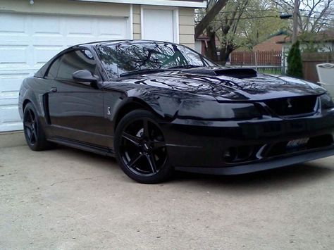 2002 Blacked out Mustang-The headlights might be taking it too far. Maybe. 2002 Mustang Gt Custom, 2002 Mustang Gt, Blacked Out Mustang, 2002 Mustang, Widebody Mustang, 2003 Mustang, Pink Mustang, Ford Mustang Saleen, New Edge Mustang