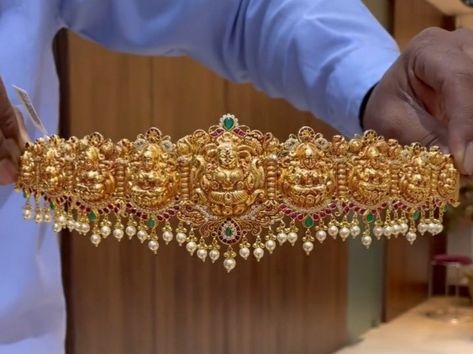 Hip Belt Gold Designs, Temple Jewellery Vaddanam, Hipbelt Designs Gold, Astalakshmi Vaddanam Gold, Vadanam Latest Designs, Vaddanam Designs Gold Indian Bridal, Light Weight Vaddanam Designs Gold, Gold Vaddanam Designs Latest, Gold Vaddanam With Grams