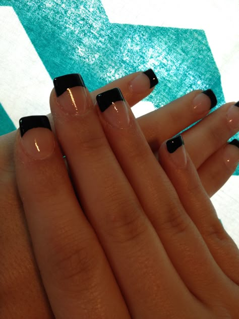 Black Tip Acrylic Nails Square, Black Glitter Nails Square, Black Tips Acrylic, Black French Tip Nails Square, French Fade Nails, Fade Nails, Beginner Nail Designs, 2000s Nails, Holiday Nail Ideas