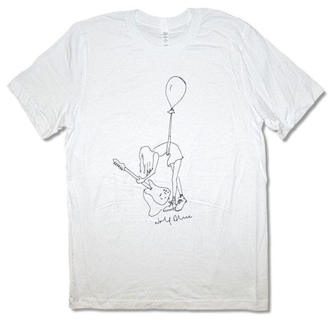 Wolf Alice Tattoo, Balloon Guitar, Balloon Sketch, Wolf Alice, Guitar Girl, White T Shirt, White T, White Tshirt, Tee Shirt