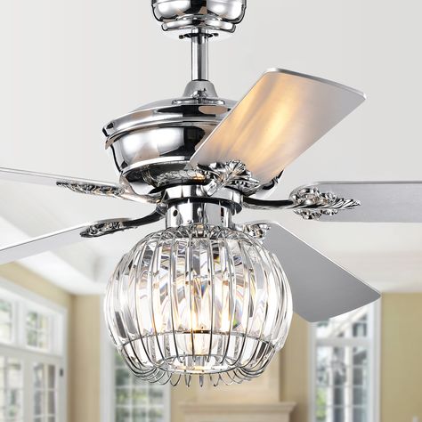 Free 2-day shipping. Buy Dalinger Chrome 52-inch Lighted Ceiling Fan with Globe Crystal Shade (includes Remote and Light Kit) at Walmart.com Ceiling Fan Makeover, Fan Chandelier, Black Ceiling Fan, Crystal Bowl, Cool Floor Lamps, Fan Accessories, Office Lighting, Ceiling Fan Chandelier, Ceiling Fan With Remote