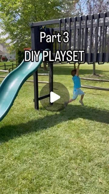 Alison McClannan | BARCbybrettandali on Instagram: "PART 3 DIY PLAYSET — THE FINAL LOOK!!!! 🙌🏽🙌🏽🙌🏽  To finish up…we added rocks to the ramp that we built in part two and added a roof!! It’s like icing on the cake. I’m going to work on putting together a list of supplies and possibly plans for this build…that way we can get a final price! Stay tuned if you’re interested in that!   #playset #playhouse #diyplayset #customplayset #backyarddesign" Diy Backyard Slide, Outdoor Play Platform, Diy Playset Outdoor Plans, Diy Tree House For Kids, Play Set Ideas, Diy Playset Outdoor Small Yard, Trampoline Landscape Ideas, Playset Outdoor Diy, Building Your Own Playset