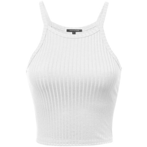 Made by Emma Basic Sleeveless Spaghetti Strap Ribbed Cropped Tank Top... ($9.99) ❤ liked on Polyvore featuring tops, crop tops, shirts, spaghetti strap tank top, ribbed tank tops, cropped tank top, white crop tops and white crop tank Cropped White Shirt, Crop Tops Shirts, Cami Outfit, White Sleeveless Shirt, White Crop Tank, White Crop Top Tank, White Spaghetti Strap, White Sleeveless Top, Tank Top White