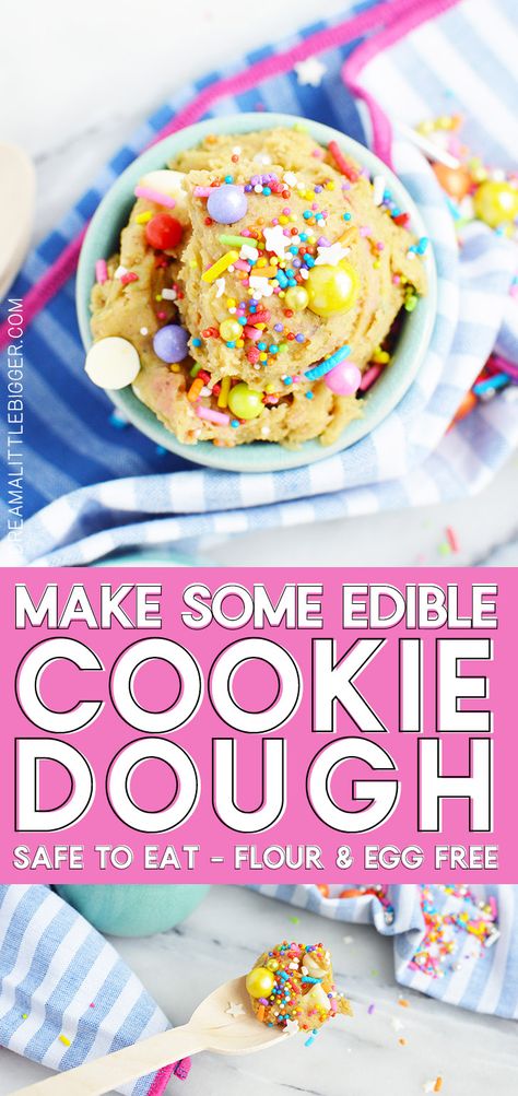 Edible Cookie Dough - No Eggs, No Flour - Dream a Little Bigger Cookie Dough No Eggs, Edible Cookie Dough Recipe For One, Cookie Dough To Eat, Edible Cookie Dough Recipe, Cookie Dough Recipe, Raw Cookie Dough, Mug Cakes, Best Edibles, Gooey Cookies