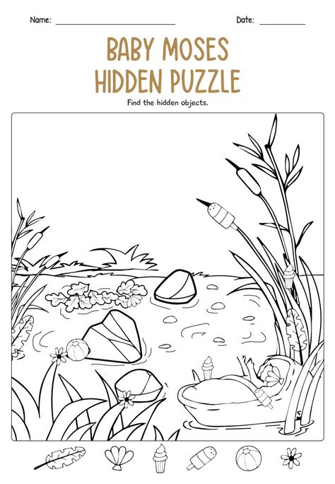 Moses Worksheets For Kids, Baby Moses Coloring Page, Moses Bible Craft, Baby Moses Activity, Baby Moses Crafts For Kids, Moses Activities, Baby Moses Craft, Moses Bible Story, Baby Moses Crafts