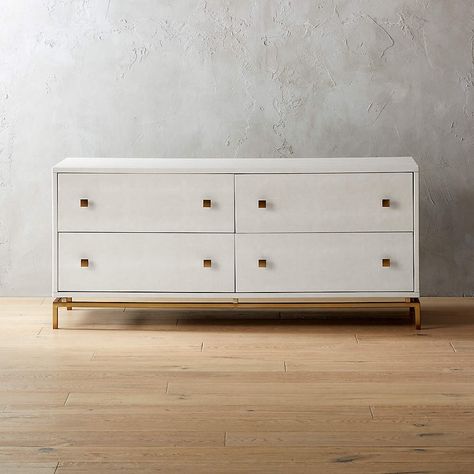 Ivory Shagreen Embossed Low Dresser + Reviews | CB2 Short Dresser, Low Dresser, Modern Storage Cabinet, Mid Century Modern Dresser, Dresser Storage, Modern Dresser, Bedroom Furniture Dresser, Bedroom Dressers, Modern Storage