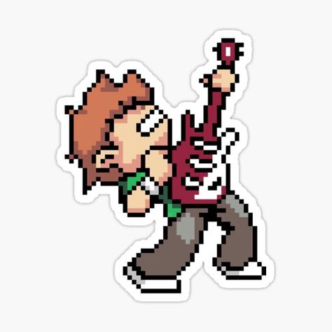 Pixel Art Landscape, Badge Maker, Scott Pilgrim Vs. The World, Scott Pilgrim Vs The World, Book Stickers, Easy Pixel Art, Perler Crafts, Vs The World, Scrapbook Stickers Printable