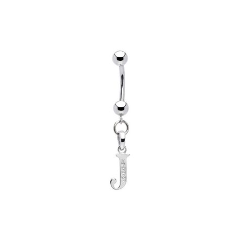 Solid 14K White Gold CZ Initial J Belly Ring ❤ liked on Polyvore Gold Belly Button Rings, Initial J, Jewelry White Gold, Belly Button Piercing Jewelry, Belly Piercing Jewelry, Belly Piercing Ring, Button Piercing, Gold Body Jewellery, Belly Button Jewelry