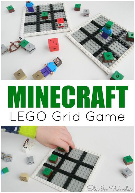 The Minecraft LEGO Grid Game is a fun, screen-free, hands-on way for young gamers to learn early math skills! Minecraft Club, Minecraft Classroom, Minecraft Activities, Lego Learning, Lego Printables, Houses Minecraft, Minecraft Lego, Grid Game, Lego Challenge