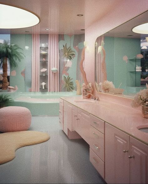 80s Interior Design, 80s House, 80s Home, 80s Interior, Retro Interior Design, Gorgeous Interiors, Vintage Bathrooms, Retro Interior, Maximalism