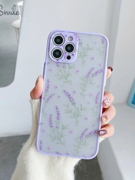 Lavender Print Clear Phone Case | SHEIN EUR Iphone Cases For Purple Iphone 11, Cute Phone Cases For Purple Iphone 11, Pastel Purple Phone Case, Cases For Purple Iphone 11, Iphone 11 Cases For Purple Phone, Lilac Phone Case, Purple Iphone 11 Case Ideas, Phone Cases Purple, Lavender Phone Case