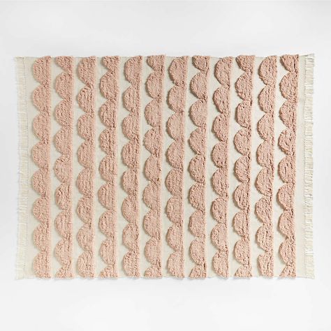 Oulu Handwoven Pink and White Scallop Textured Kids Performance Rug 8x10 + Reviews | Crate and Barrel Nursery Rugs Girl, Boys Rug, Girls Rugs, Textured Rug, Kids Area Rugs, Kids Rug, Rug Texture, Happy Design, Girls Bathroom