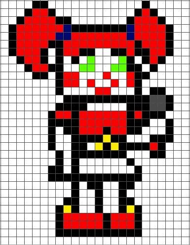 circus baby Fnaf Crafts, Fuse Bead Patterns, Easy Pixel Art, Pixel Art Templates, Pixel Drawing, Diy Perler Bead Crafts, Pix Art, Pixel Art Grid, Circus Baby