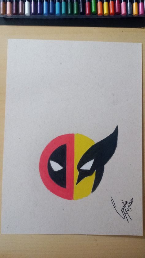 DeadPool x Wolverine Simple Deadpool Drawing, Deadpool And Wolverine Drawing Easy, Deadpool Painting Easy, Cute Deadpool Drawing, Wolverine Deadpool Art, Wolverine Drawing Easy, Wolverine Doodle, Deadpool And Wolverine Drawing, Cartoon Wolverine