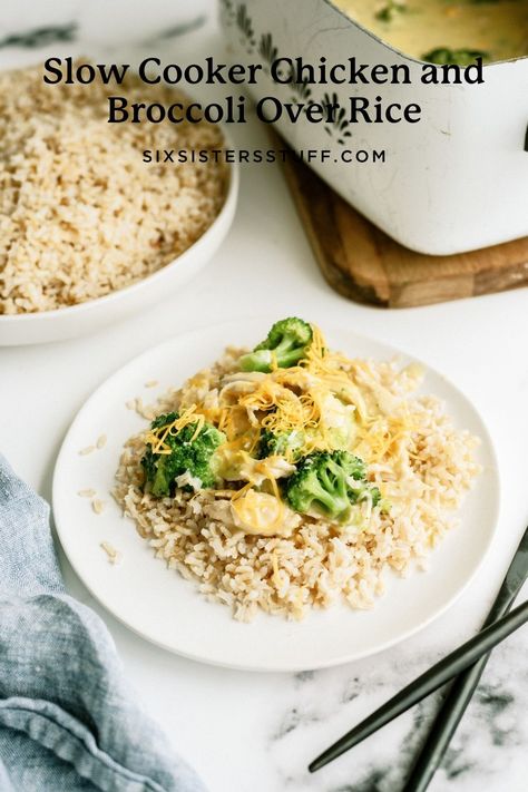 Slow Cooker Chicken And Broccoli, Chicken And Broccoli Over Rice, Chicken Broccoli Crockpot, Broccoli Meal, Chicken Slow Cooker, Broccoli And Rice, Broccoli Chicken, Chicken And Broccoli, Chicken Main Dishes