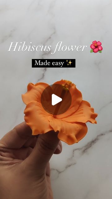 Sneha Zaveri | Hyderabad Cake Artist on Instagram: "here’s how the hibiscus flower is being made without wire and a bonus tip is hidden in this reel, so watch till the end 💯✨  Let’s us know about this creativity ⬇️   Do follow @sugar_zest for more ✅  . . . . . #floral #floraldesign #floraldesigner #floraldesigns #fondantart #fondantartist #fondantwork #cakereelsofinstagram #cakereelsvideo #cakereels😍" Fondant Hibiscus Flowers Tutorial, Hibiscus Flower Tutorial, Hibiscus Tutorial, Hibiscus Cake, Lei Making, 11 Birthday, Sugar Flowers Tutorial, Fondant Flower Tutorial, Cake Artist