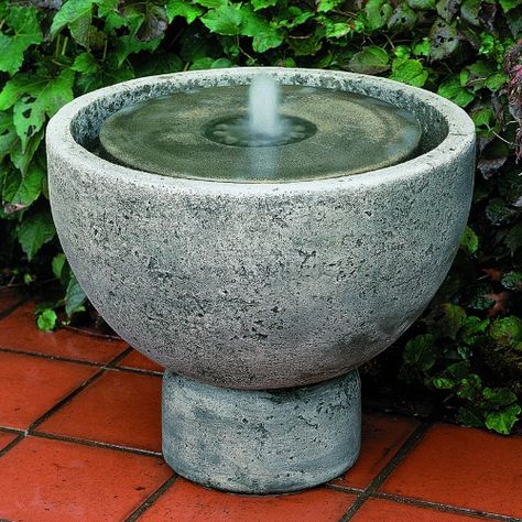 Campania International Rustica Pot Cast Stone Outdoor Fountain - Fountains at Hayneedle Pot Fountain, Barrel Fountain, Diy Solar Fountain, Concrete Fountains, Campania International, Garden Water Fountains, Bird Bath Fountain, Meditation Garden, Solar Fountain