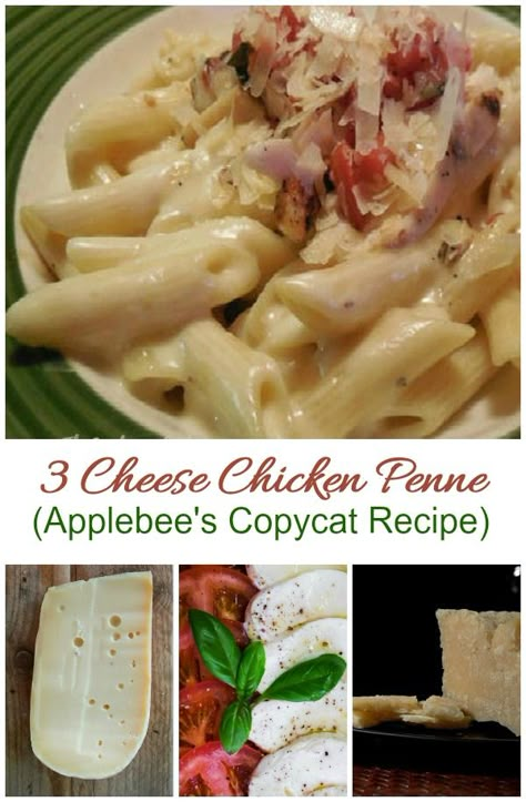 3 Cheese Chicken Penne, Three Cheese Chicken Penne, Chicken Penne Alfredo, Chicken Penne Recipes, Applebees Recipes, Applebees Copycat Recipes, Chicken Penne Pasta, Penne Recipes, Chicken Broth Recipes