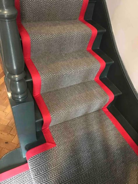 Carpet Runners Cut and Made to Size for Stair Platforms and Landings - Etsy Stair Runner Pink Edging, Patterned Stair Carpet, Stairs Hallway, Victorian Villa, Hall Stairs, Carpet Staircase, Hallway Stairs, Staircase Runner, Stair Design