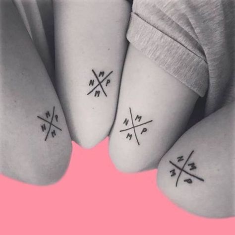 Tattoos For Brothers, Matching Sibling Tattoos, Group Tattoos, Matching Bff Tattoos, Matching Bff, One Word Tattoos, Brother Tattoos, Meaningful Symbols, Bestie Tattoo