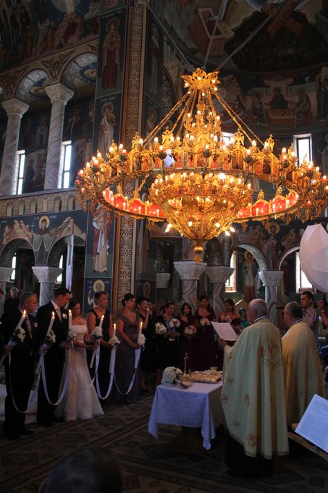 Beautiful Romanian Church! #church #pray #wedding #chandelier #Bistrita Church Chandelier, Orthodox Wedding Aesthetic, Romanian Wedding Traditions, Orthodox Church Aesthetic, Orthodox Marriage, Romanian Orthodox Wedding, Orthodox Churches Aesthetic, Romanian Wedding, Ukrainian Wedding