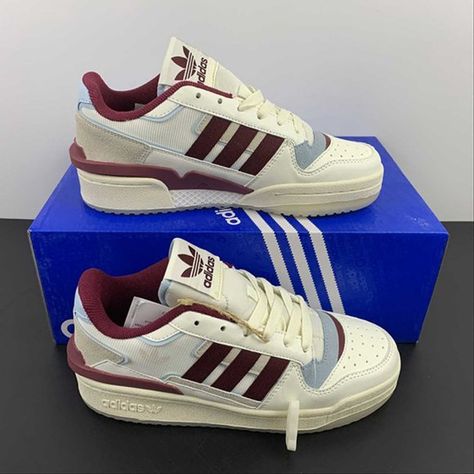 adidas Forum Exhibit Low White Red Unisex Sneakers Adidas Forum Low, Forum Low, Adidas Forum, Adidas Fashion, Sneaker Brands, White Adidas, Sneaker Shopping, Adidas Shoes, Womens Shoes Sneakers