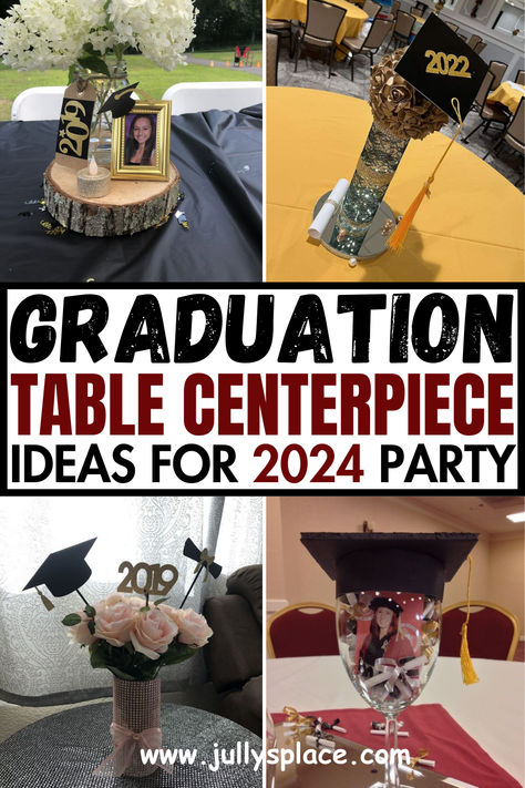 Graduation Table Centerpiece Ideas Graduation Center Piece Ideas For A Boy, Card Box Ideas Graduation, Graduation Party Gift Table Ideas, Graduation Mantel Ideas, College Graduation Party Ideas Decoration Food Tables, College Graduation Table Decorations, Graduation Decoration Ideas Diy, Grad Party Centerpieces For Boys, Graduation Gift Table Ideas