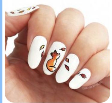 Foxy Nails, Nail Art Blanc, Nailart Tutorial, Fox Nails, Green Nail Designs, Leaves Design, Diy Nail Art, Trendy Art, Trendy Nail Art