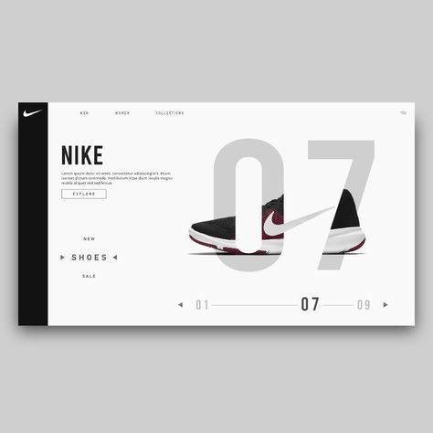 // w e b Nike Layout Design, Advertising Layout Design, Ad Layout Design Inspiration, Nike Website Design, Nike Web Design, Ad Banner Design Ideas, Mise En Page Design, Shoe Website, Design De Configuration