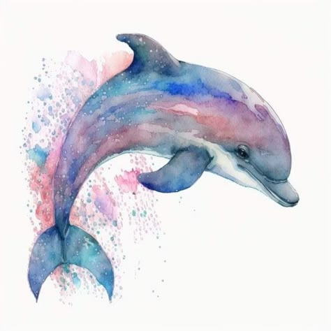 Dolphin Drawing, Dolphin Images, Dolphin Painting, Dolphins Tattoo, Watercolor Paintings Of Animals, Dolphin Art, Homemade Art, Female Art Painting, Fabric Panel