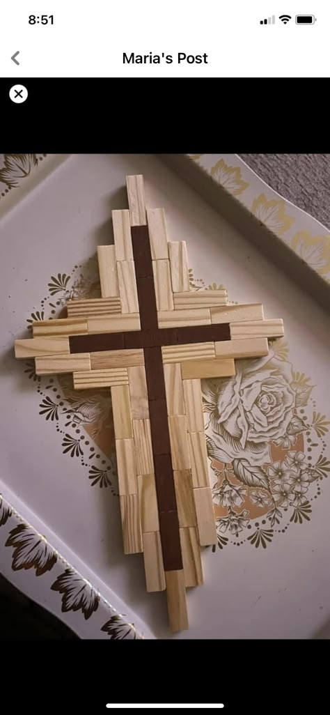 Dollar Tree Jenga Block Cross, Clothespin Crosses Ideas, Jenga Cross Craft, Jenga Block Cross, Wood Cross Crafts, Crosses Crafts, Wooden Crosses Diy, Jenga Crafts, Jenga Blocks Crafts