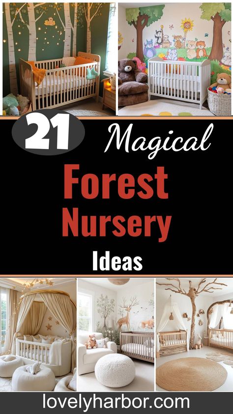 21 Enchanted Forest Nursery Ideas For Magical Vibes Mushroom Nursery Ideas, Baby Room Forest Theme, Magical Nursery Theme, Woods Themed Nursery, Nature Nursery Theme, Woodland Bedroom Kids, Baby Room Murals, Enchanted Forest Nursery Theme, Forest Nursery Ideas