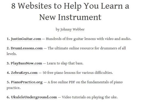 Learn An Instrument, Websites To Make Music, Most Useful Websites, Free Piano Lessons, Free Guitar Lessons, Music Websites, Music Sites, Useful Websites, Life Hacks Websites