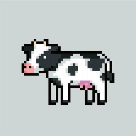 Pixel art illustration Cow. Pixelated Cow. Cute Barn Cow animal icon pixelated for the pixel art game and icon for website and video game. old school retro. Farm Pixel Art, Pixel Cow, Cow Pixel Art, Icon For Website, Cow Icon, Cow Cute, Cow Illustration, Animal Icon, Pixel Art Games