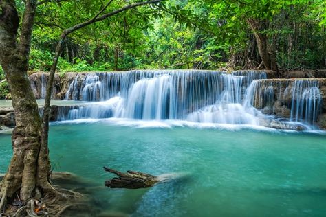 Erawan Waterfall, Erawan National Park, Places To Visit In Thailand, Khao Yai National Park, Doi Inthanon National Park, Waterfall Scenery, Largest Waterfall, Beautiful Waterfalls, Thailand Travel