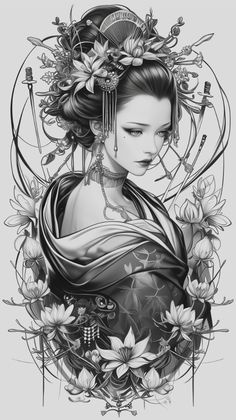 https://pin.it/5RlU2xWNL Japanese Tattoo Elements, Geisha Tattoo Back, Japanese Tattoo Art Geisha, Japanese Woman Drawing, A Geisha Tattoo, Kimono Tattoo, Japanese Girl Tattoo, Japanese Geisha Drawing, Tato Geisha