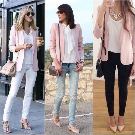 Light Pink Blazer Outfit, Outfit Hijab Ideas, Blazer Rose, Blazer Rosa, Light Pink Blazers, Blazer Outfits Casual, Blazer Outfits For Women, Blazer Outfit, Classy Work Outfits