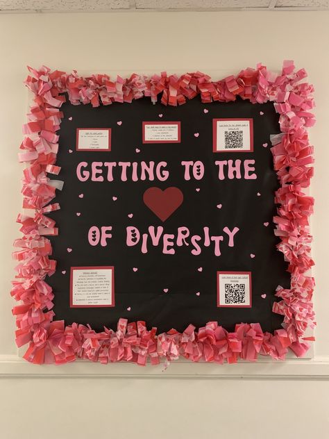 Equity Bulletin Board Ideas, Coquette Bulletin Board, February Bulletin Board Ideas College, Valentines Day Boards, Valentines Day Bulletin Board Ideas Ra, Diversity Bulletin Board Ideas, Bhm Bulletin Board, Valentines Ra Board, February Ra Bulletin Boards