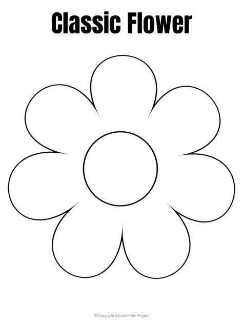 Free Printable Flower Template - Simple Mom Project Printable Flower Pattern, Flower Templates Printable Free, Flower Templates Printable, Printable Flower Coloring Pages, Flower Cut Out, Flower Outline, Easy Origami, Paper Flower Template, Printable Coloring Sheets