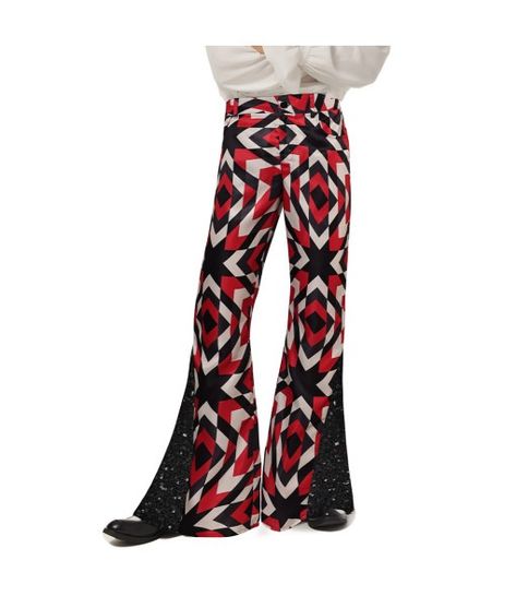 Men 70s Disco Retro Print Sequined Flared Pants Halloween Party Costume-Skycostume Carnival Christmas, Heart Costume, Halloween Party Costume, Disco Pants, Hippie Pants, 70s Disco, Game Costumes, Anime Costumes, Halloween Party Costumes