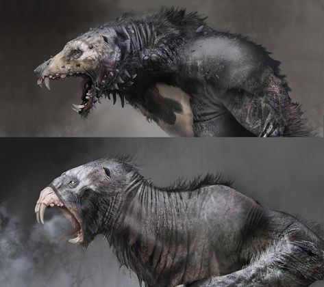 ArtStation - GOW - Early Wulver concepts, Dela Longfish Monsters Rpg, Werewolf Art, Monster Concept Art, Alien Creatures, Fantasy Monster, Monster Design, Creature Concept Art, 판타지 아트, Monster Art