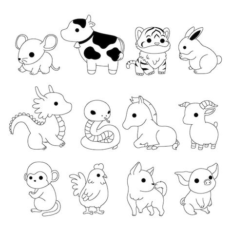 Vector chinese year animal zodiac line a... | Premium Vector #Freepik #vector Zodiac Line Art, Chinese Zodiac Tattoo, Zodiac Signs Colors, Chinese Zodiac Tiger, Animal Zodiac, Zodiac Tattoo, Chinese Year, East Meets West, Chinese Zodiac Signs