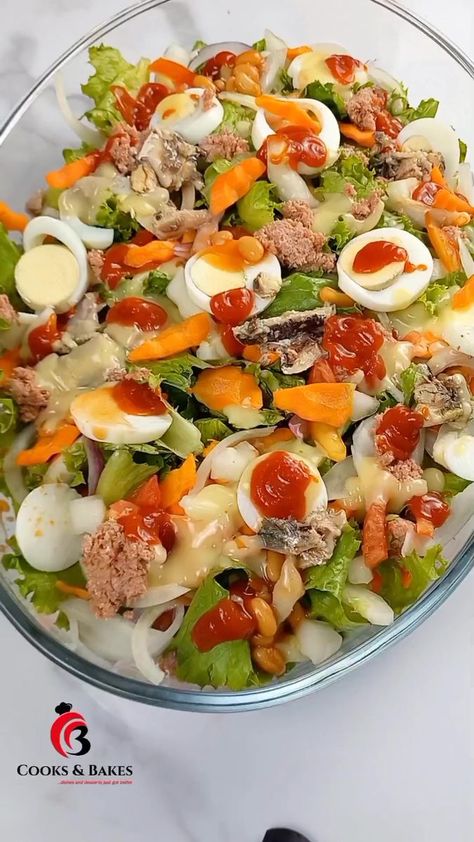 Ghana Salad, Baked Beans Salad, Ghanaian Food, African Cooking, Cooking Recipes Healthy, Best Salad Recipes, Healthy Food Dishes, Healthy Homemade Recipes, Buffet Food