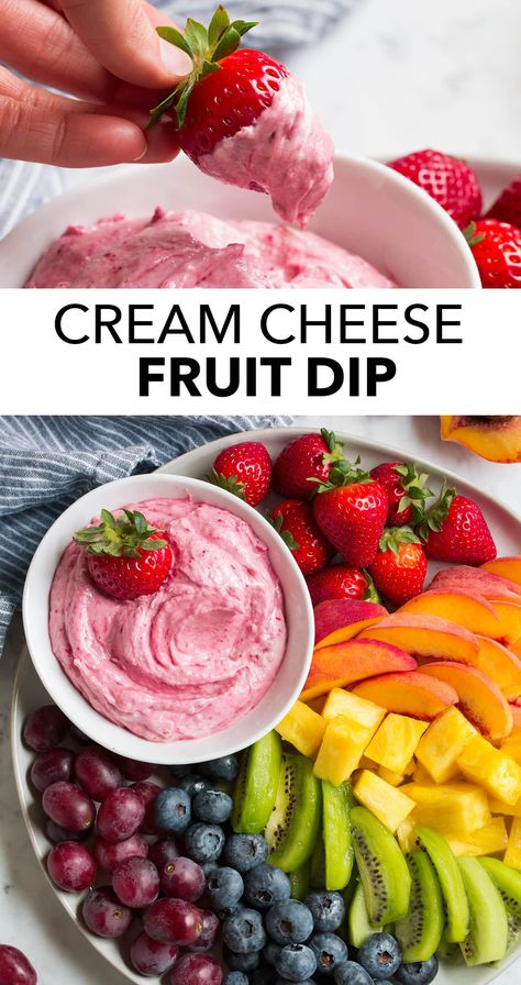 Easy Fruit Dip 2 Ingredients, Pizza Fruit, Easy Fruit Dip, Cream Cheese Fruit Dip, Fruit Dips Recipes, The Cookie Rookie, Sweet Dips, Dessert Dips, Fruit Dip